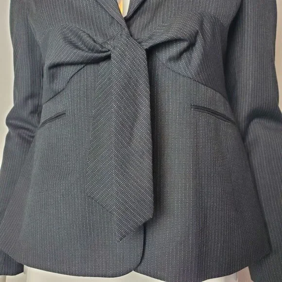 Vintage Y2K Kasper Black Gray Pinstripe Blazer - Picture 4 of 8